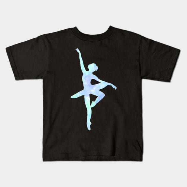 Blue/Green Ballerina Kids T-Shirt by Becky-Marie